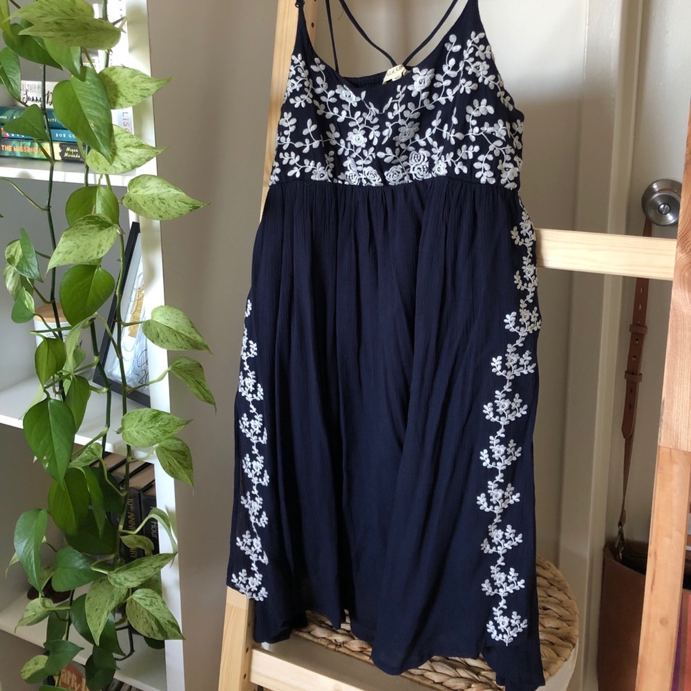 Strappy navy blue boutique boho dress